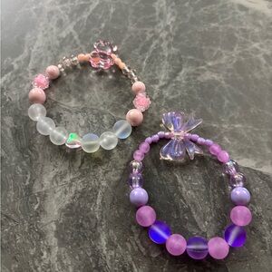 Pink and Purple Beaded Bracelets